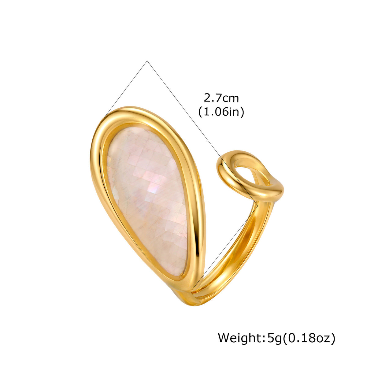 Hot-Selling Special-Shaped White Shell Stainless Steel Ring Design Leaf Opening