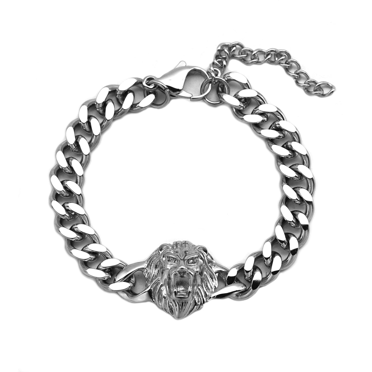 Planderful Durable Titanium Steel Lion Head Bracelet For Men Unisex Hip Hop Jewelry Bold Protection
