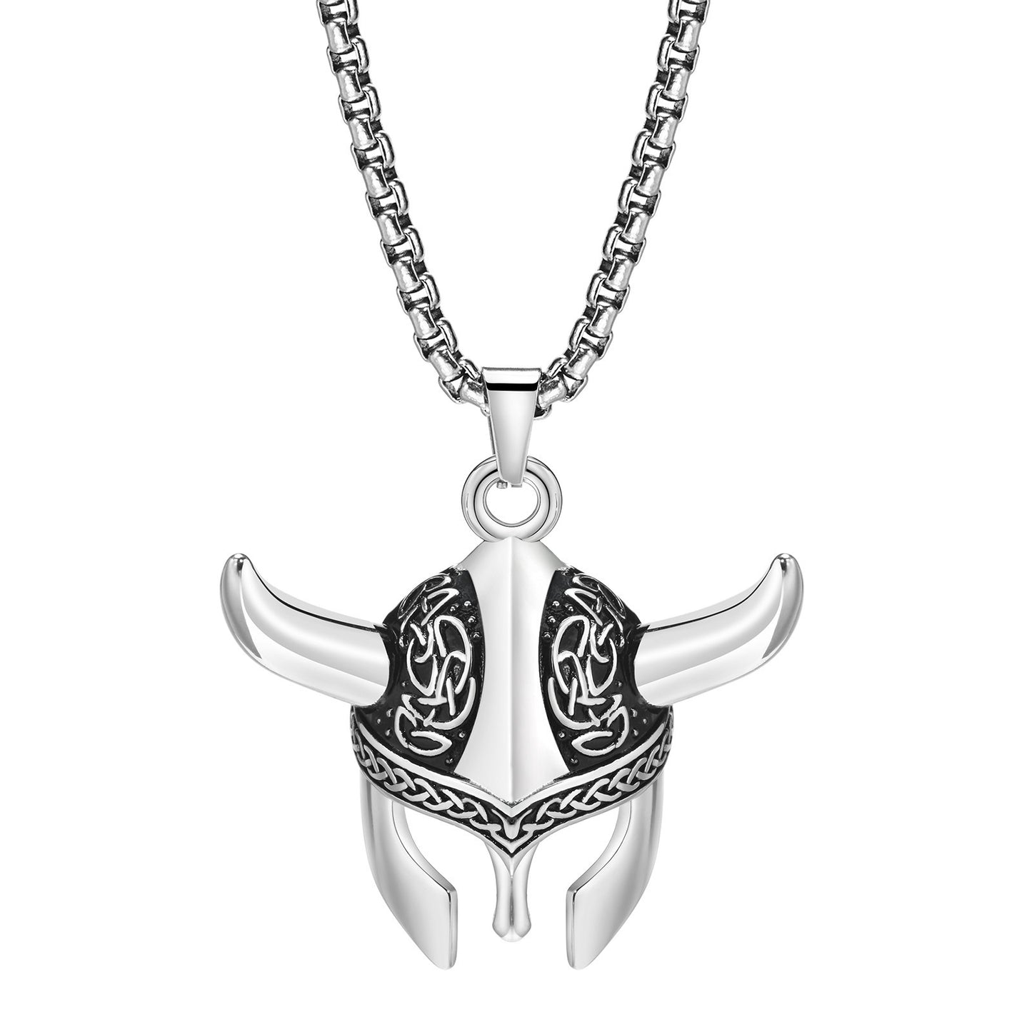 Stainless Steel Celtic Knot Viking Mask Pendant Necklace