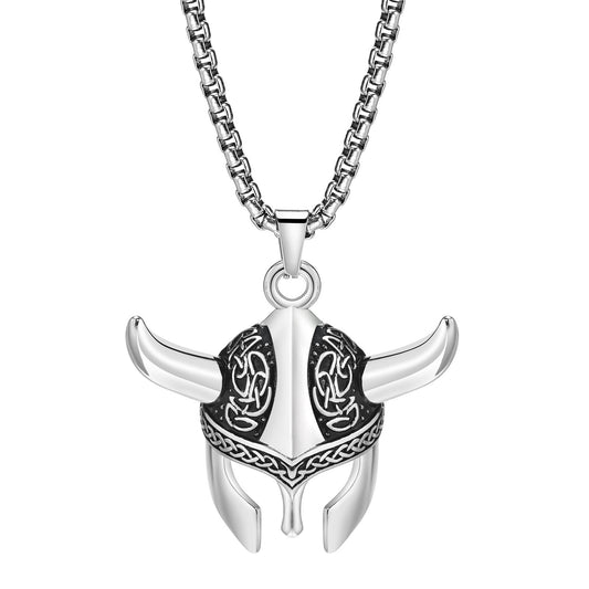 Stainless Steel Celtic Knot Viking Mask Pendant Necklace