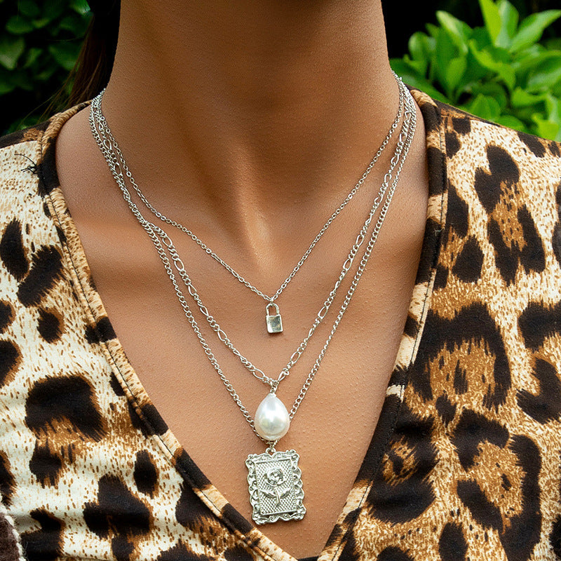 Rose Trio Layered Cross Necklace - Vienna Verve Collection