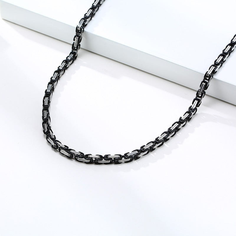 European And American 4MM Byzantine Men's Thick Chain Necklace