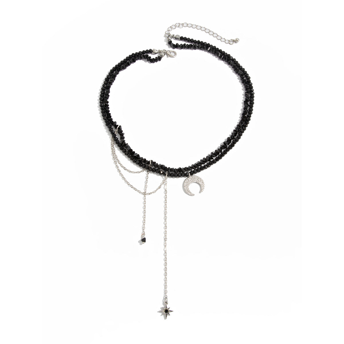Black Crystal-Style Sun & Moon Necklace