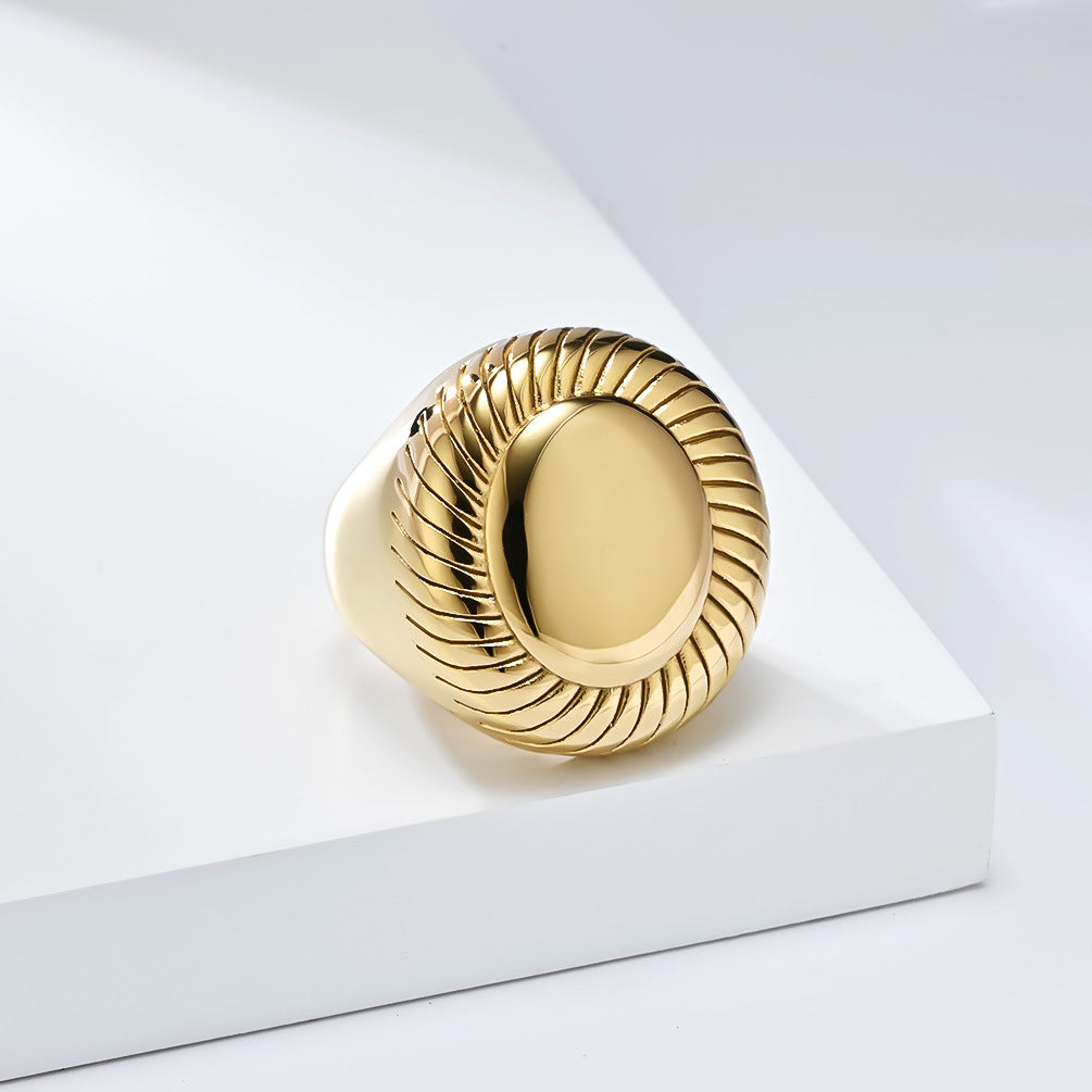 European And American Wind Spring Titanium Steel Gold-Plated Ring For Wholesale