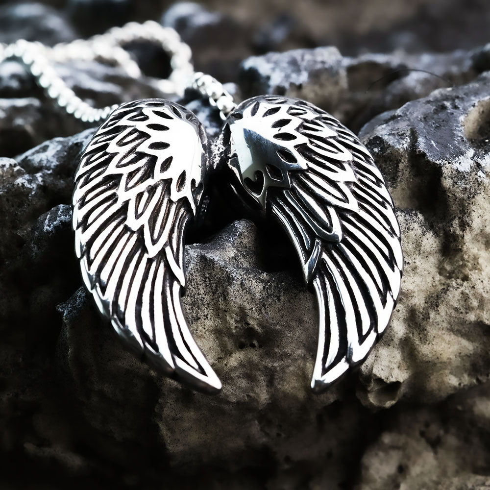 European And American Retro Men's Jewelry Angel Wing Pendant Necklace