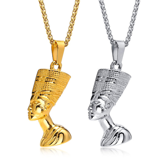 Stainless Steel Egyptian Queen Nefertiti Pendant Necklace