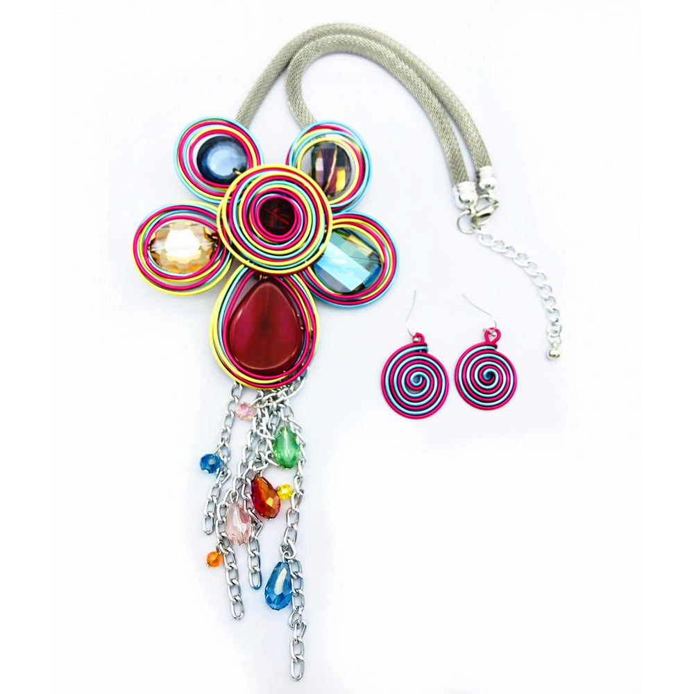 Planderful Savanna Rhythms Necklace Set – Handmade Glass and Alloy Design