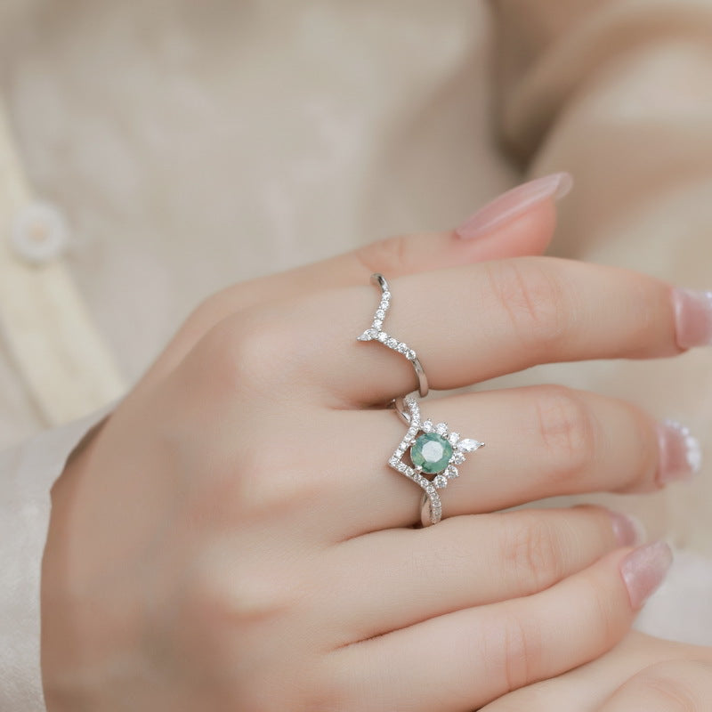 Planderful Jewelry Sterling Moss Agate Ring
