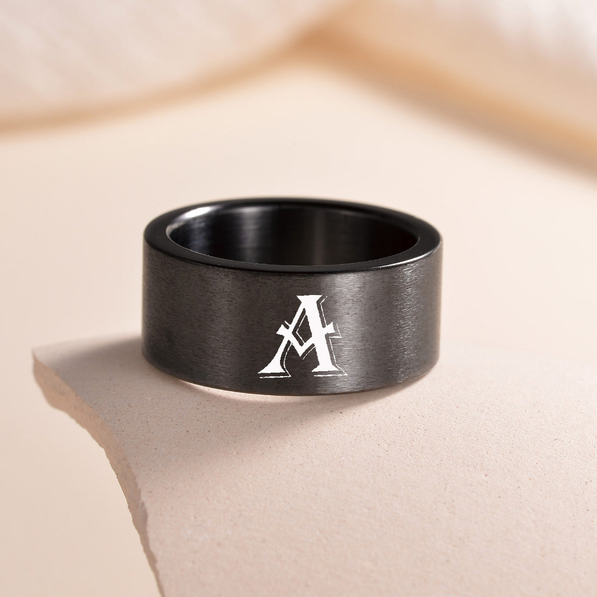 Planderful Everyday Genie Fade Resistant Stainless Steel Letter Ring For Men And Women