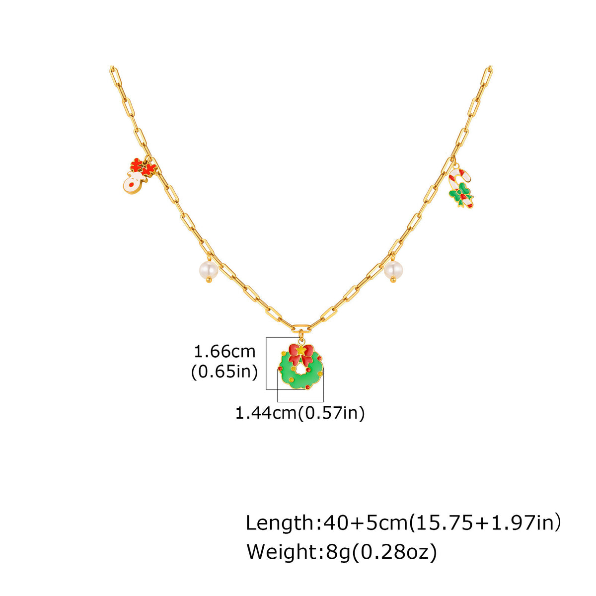 Stainless Steel Christmas Tree Cream Christmas Decorative Necklace
