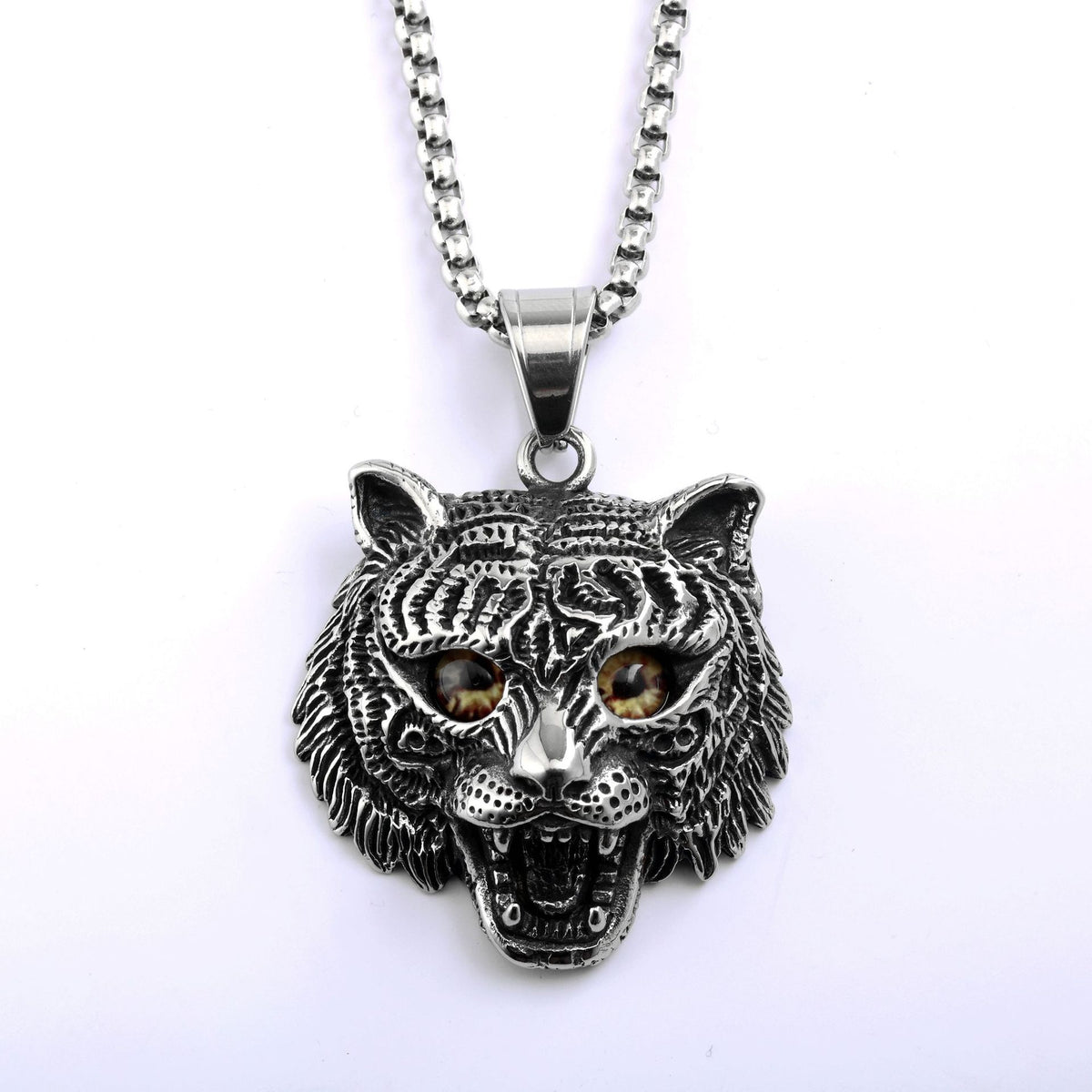 Vintage Lion Stainless Steel Pendant Necklace
