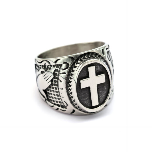 Planderful Durable Stainless Steel Ring Cross Dove Retro Jewelry For Men European American Style