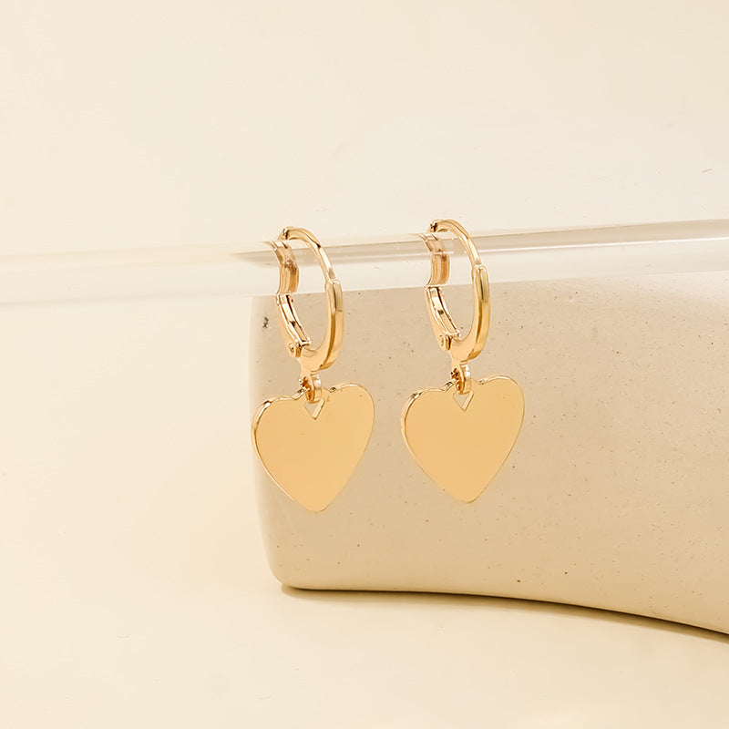 European & American Cross-Border Metal Sequin Love Earrings Set