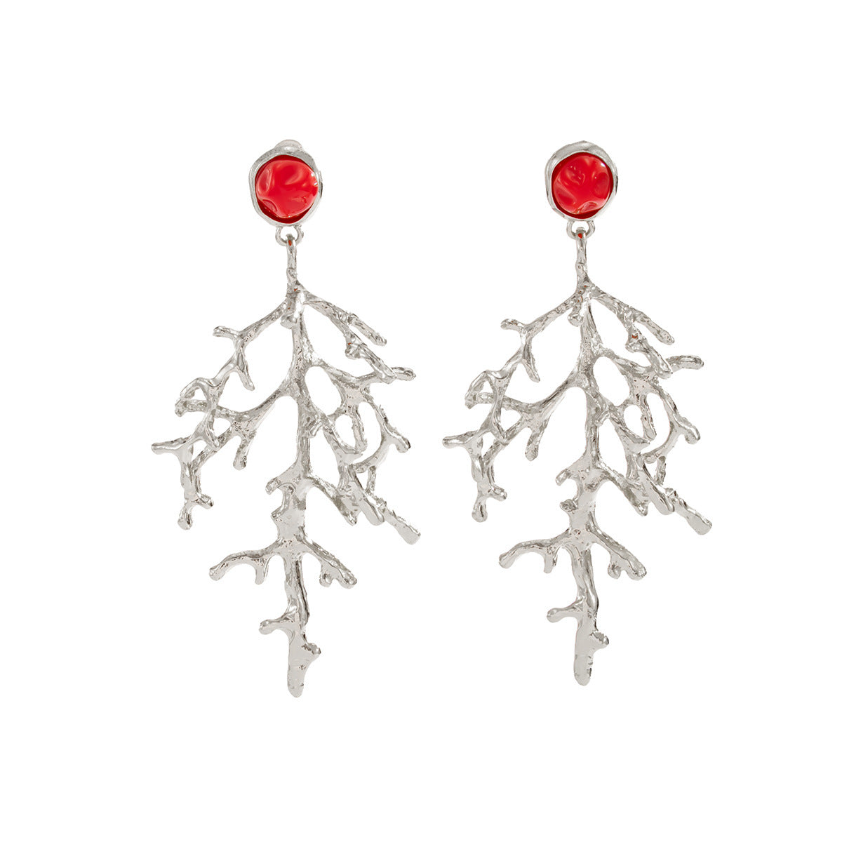 Planderful Metal Wind Flower Stud Earrings Vienna Verve For Women Geometric Turquoise Coral Imitation Statement