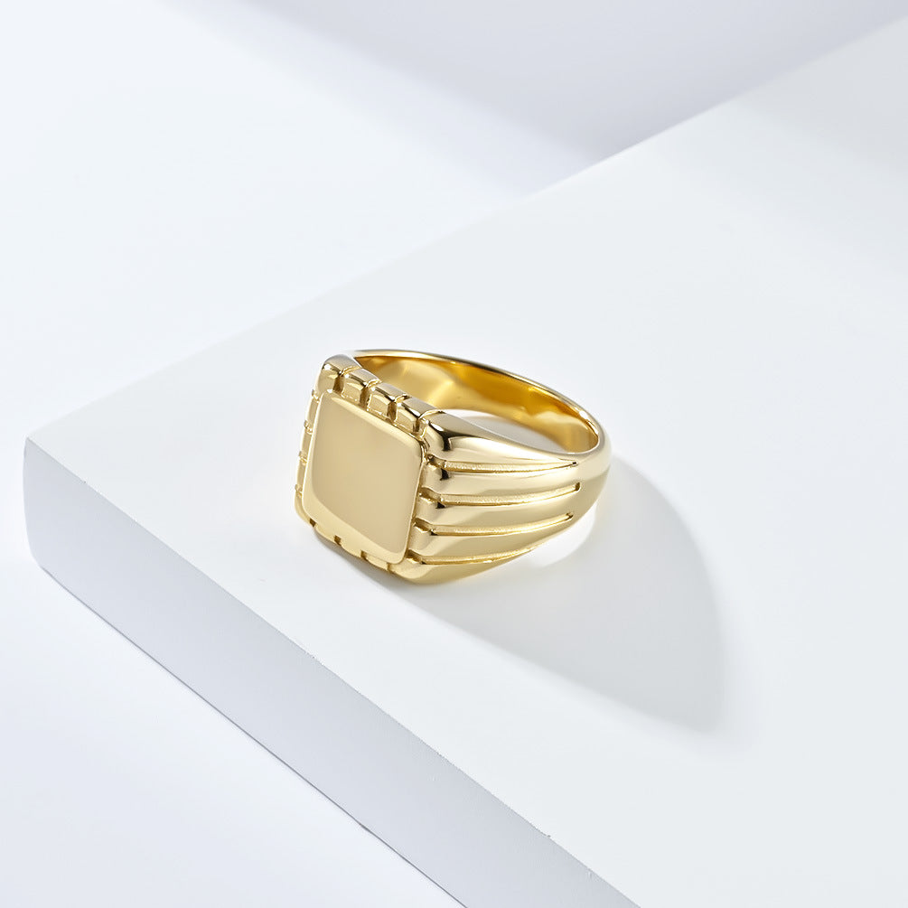 Cross-Border Neutral Cold Square Seal Ring for Men