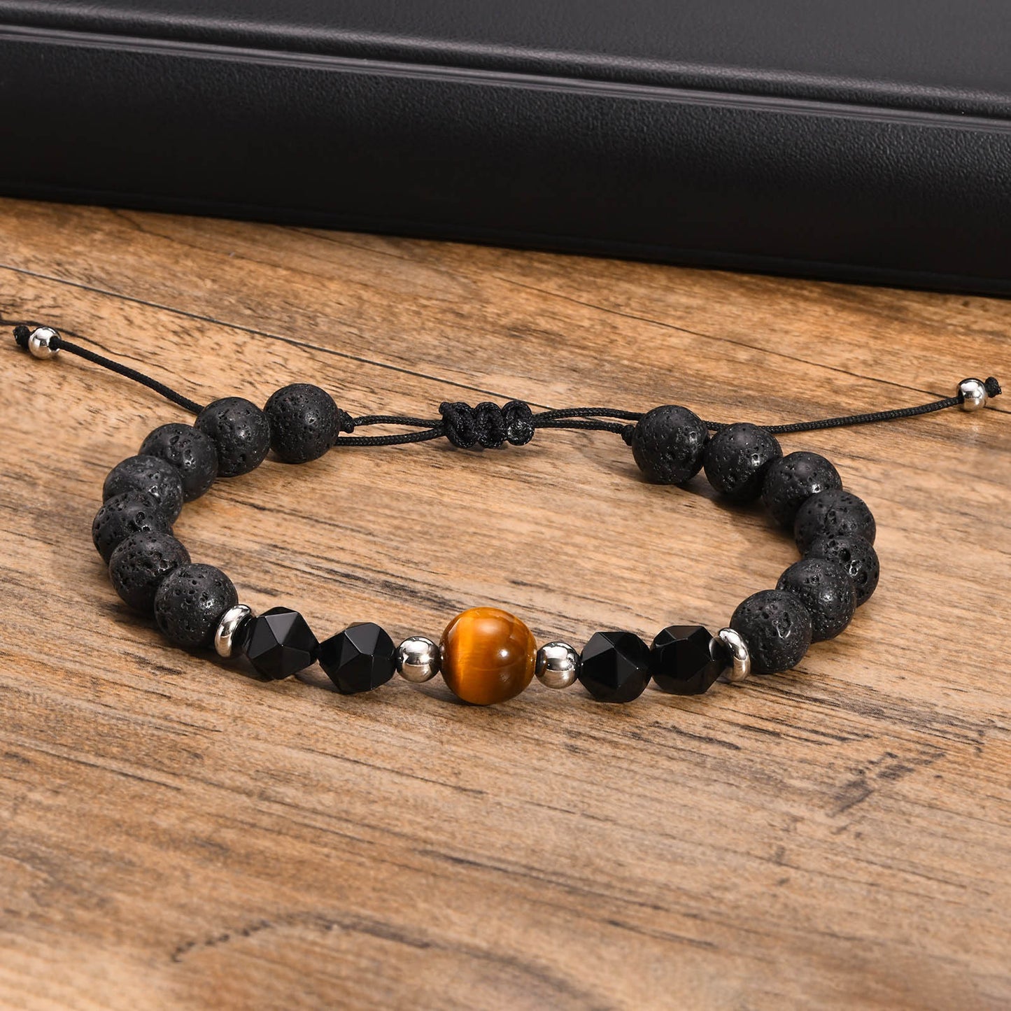Men's Popular Jewelry Tiger's Eye Stone Cut Agate Bracelet