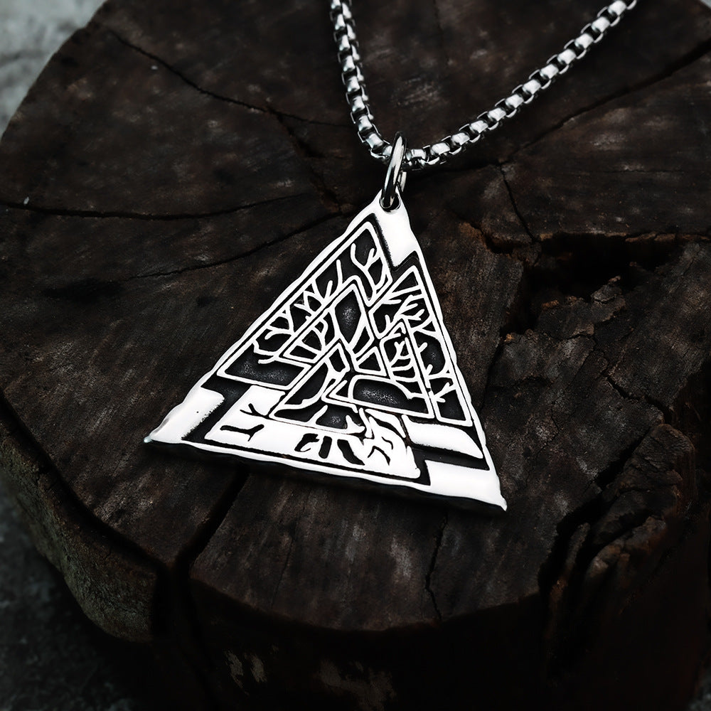 European And American Jewelry Wholesale Titanium Steel Men's Pendant Necklace Retro Viking Tree Of Life