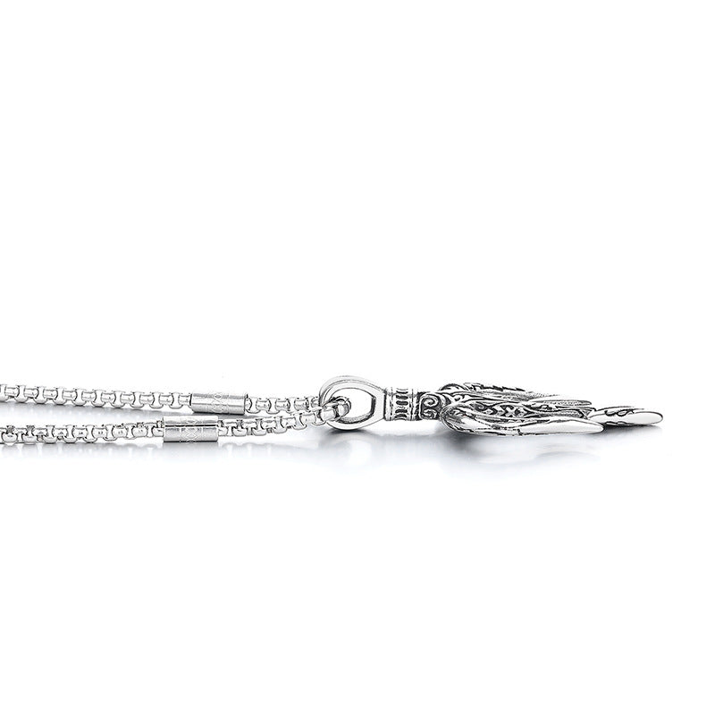 Steel Necklace - Vintage Statement Trident Pendant For Men Everyday Wear Hip Hop Style Planderful