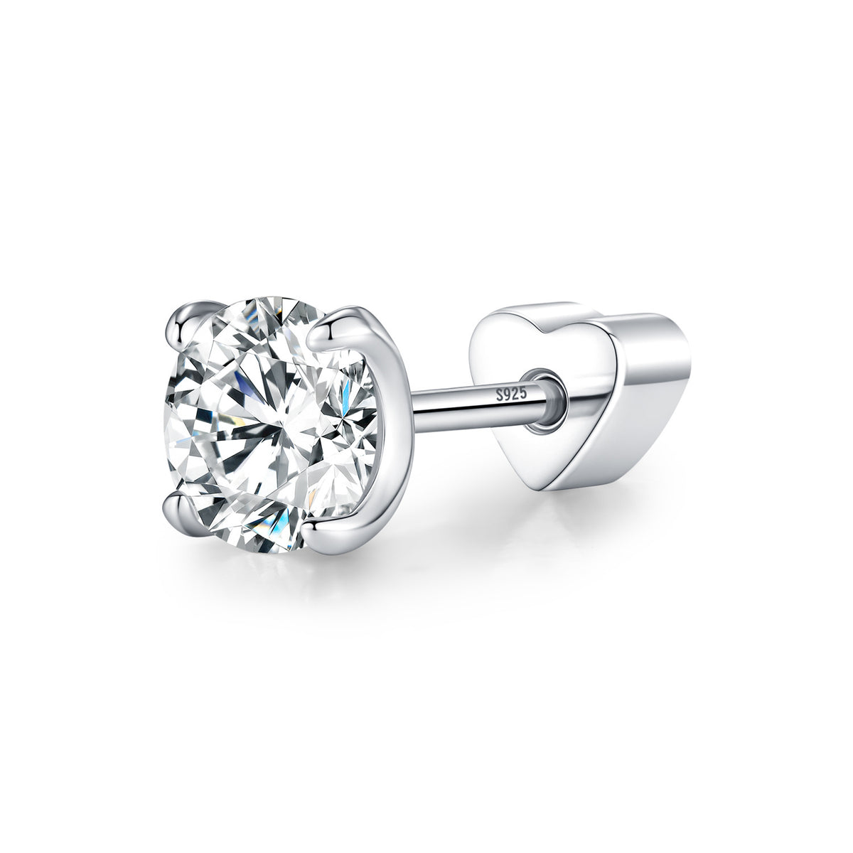 925 Sterling Silver 0.50 ct Moissanite Screw-Back Studs