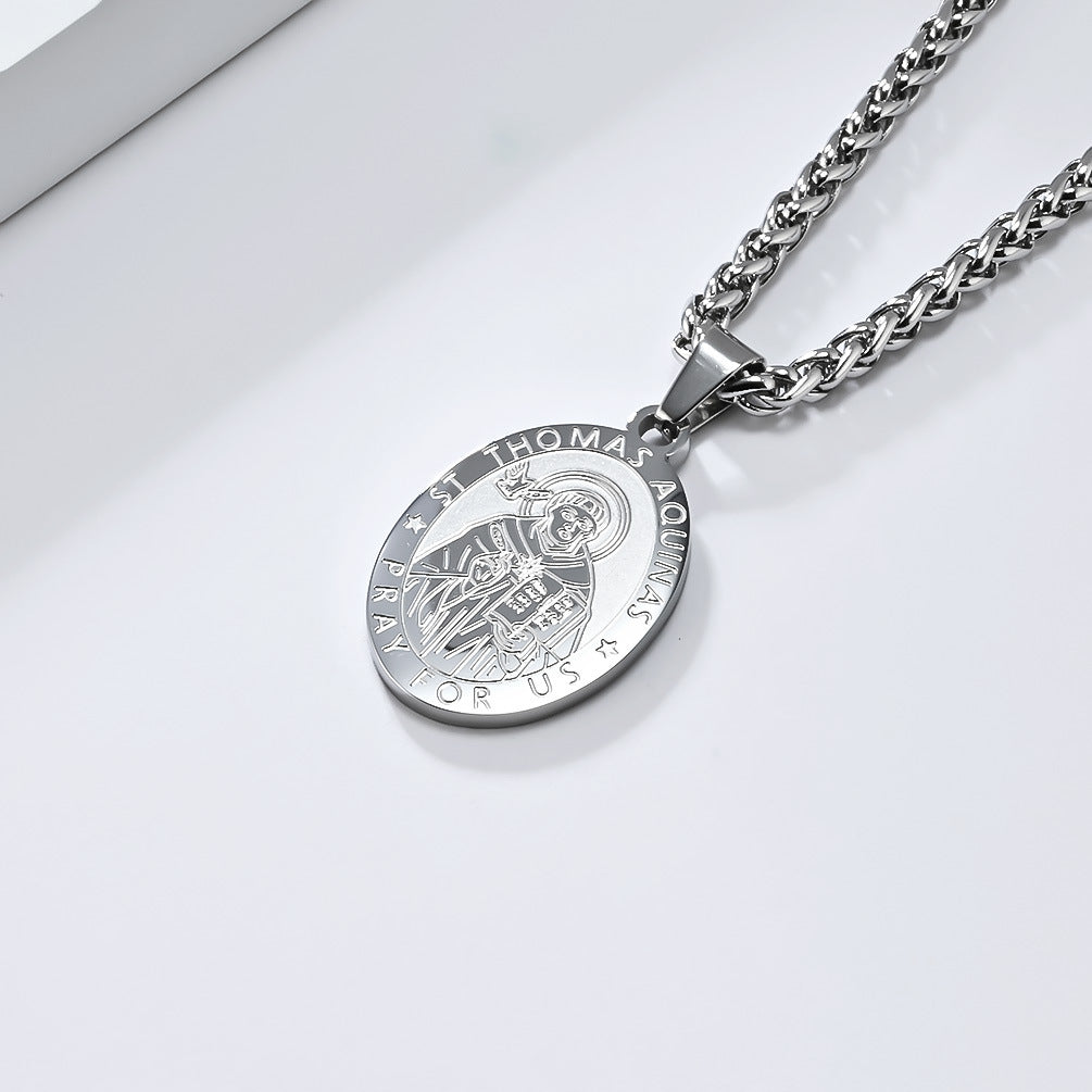 St. Michael the Archangel Titanium Steel Pendant Necklace for Men and Women Holiday Gifts