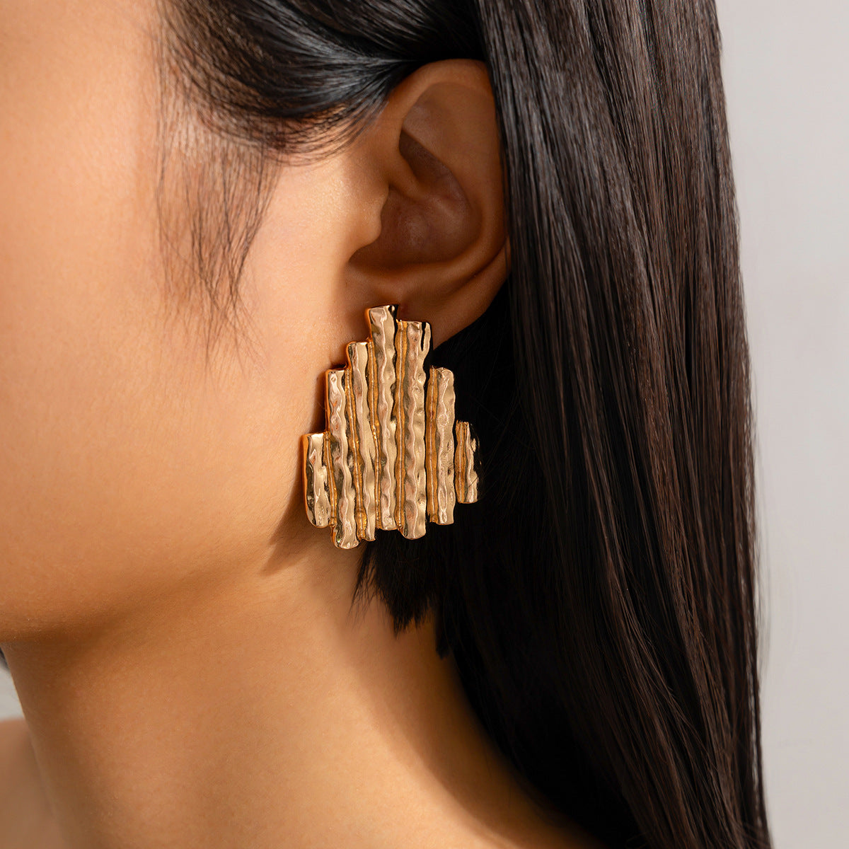 Planderful Vintage Earrings Industrial Texture Pleated Irregular Studs Geometric Statement For Women