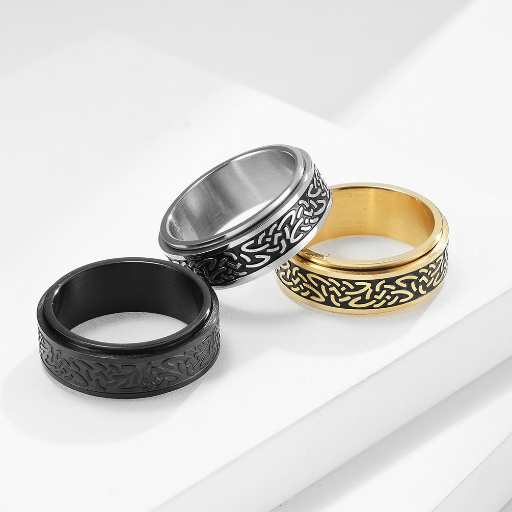 Celtic Knot Stainless Steel Rotating Ring for Couples