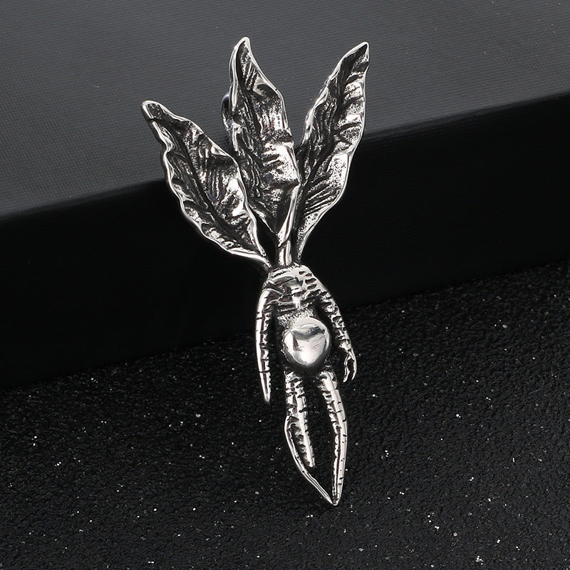 Poseidon Three-Pronged Dry Pendant, Retro Magic Mandela Grass Sword Titanium Steel Men's Pendant Necklace