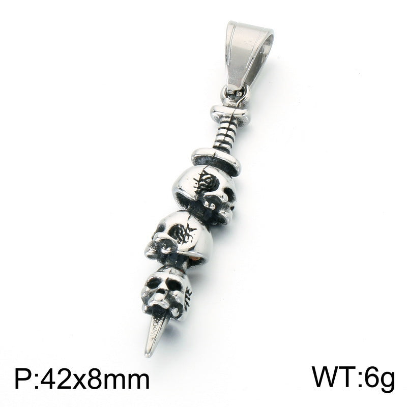 Halloween Diablo Skull Necklace Pendant Street Gothic Men's Stainless Steel Cross Pendant