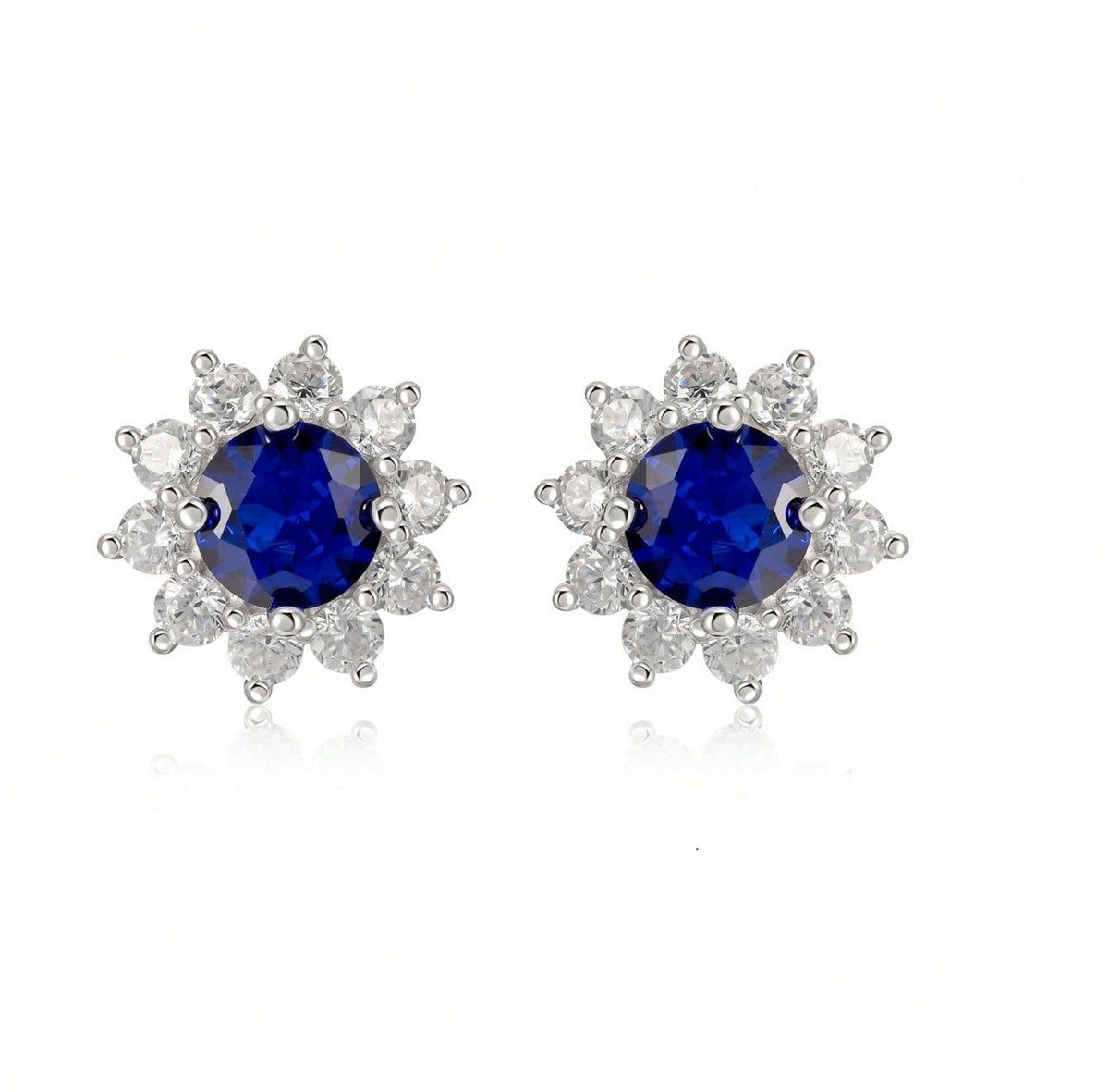 S925 Sterling Silver Lab-Grown Gemstone Sunflower Stud Earrings