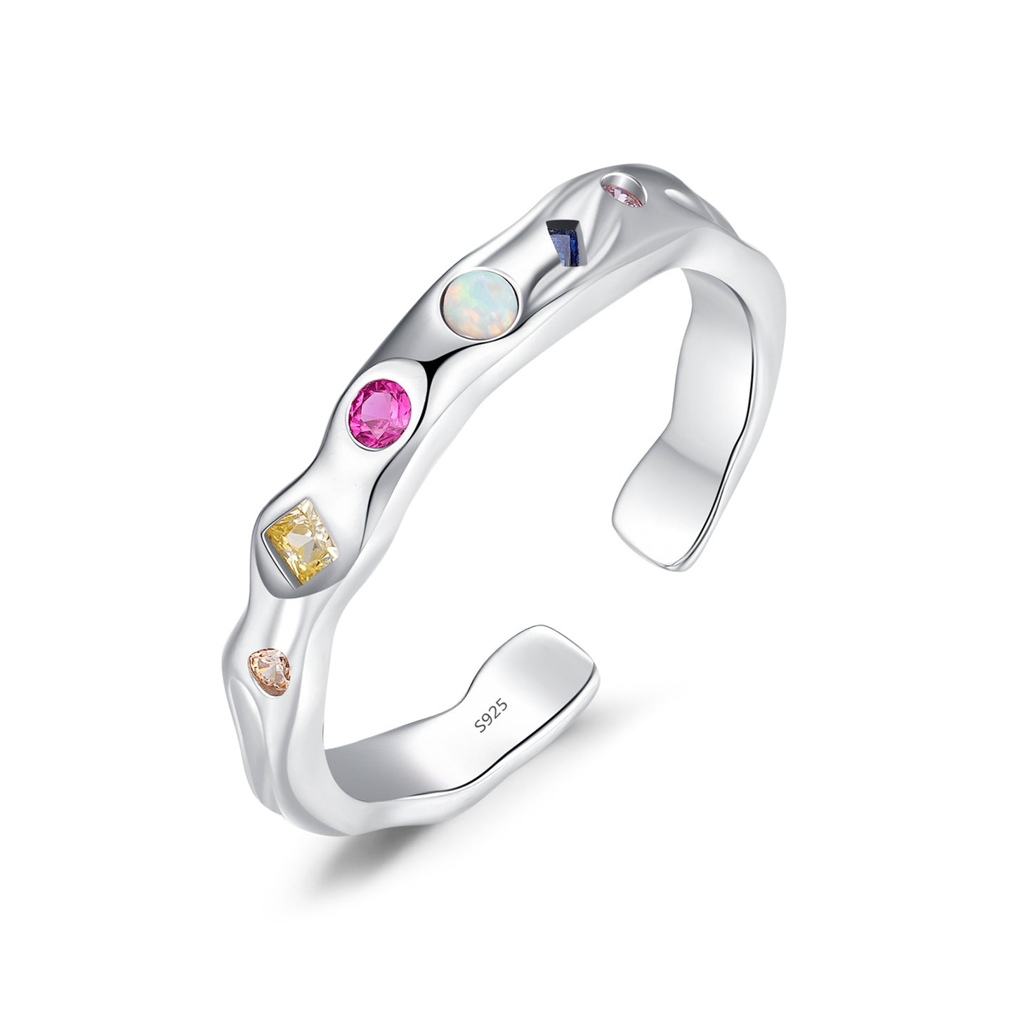 Everyday Genie 925 Sterling Silver Rainbow Gemstone Ring - Size 5-10