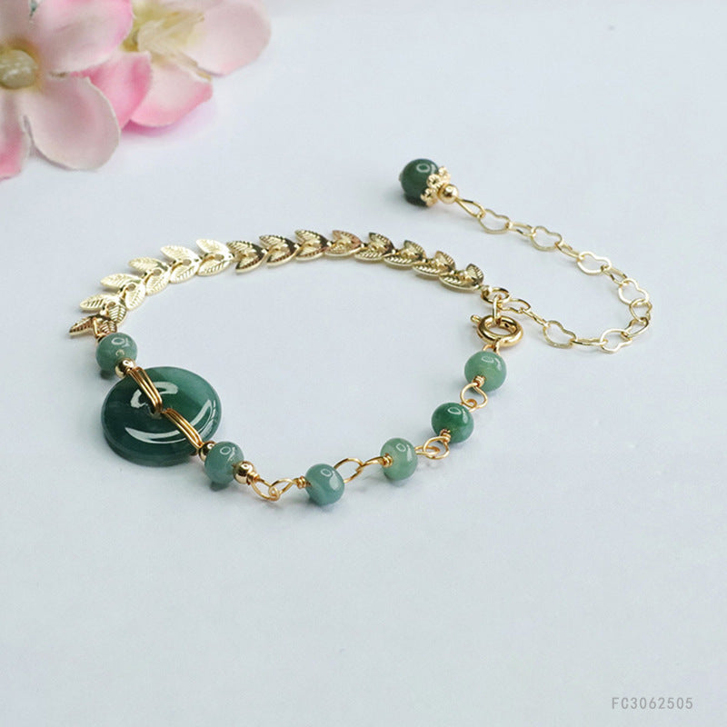 Blue Water Jadeite Peace Buckle 15 mm Bracelet