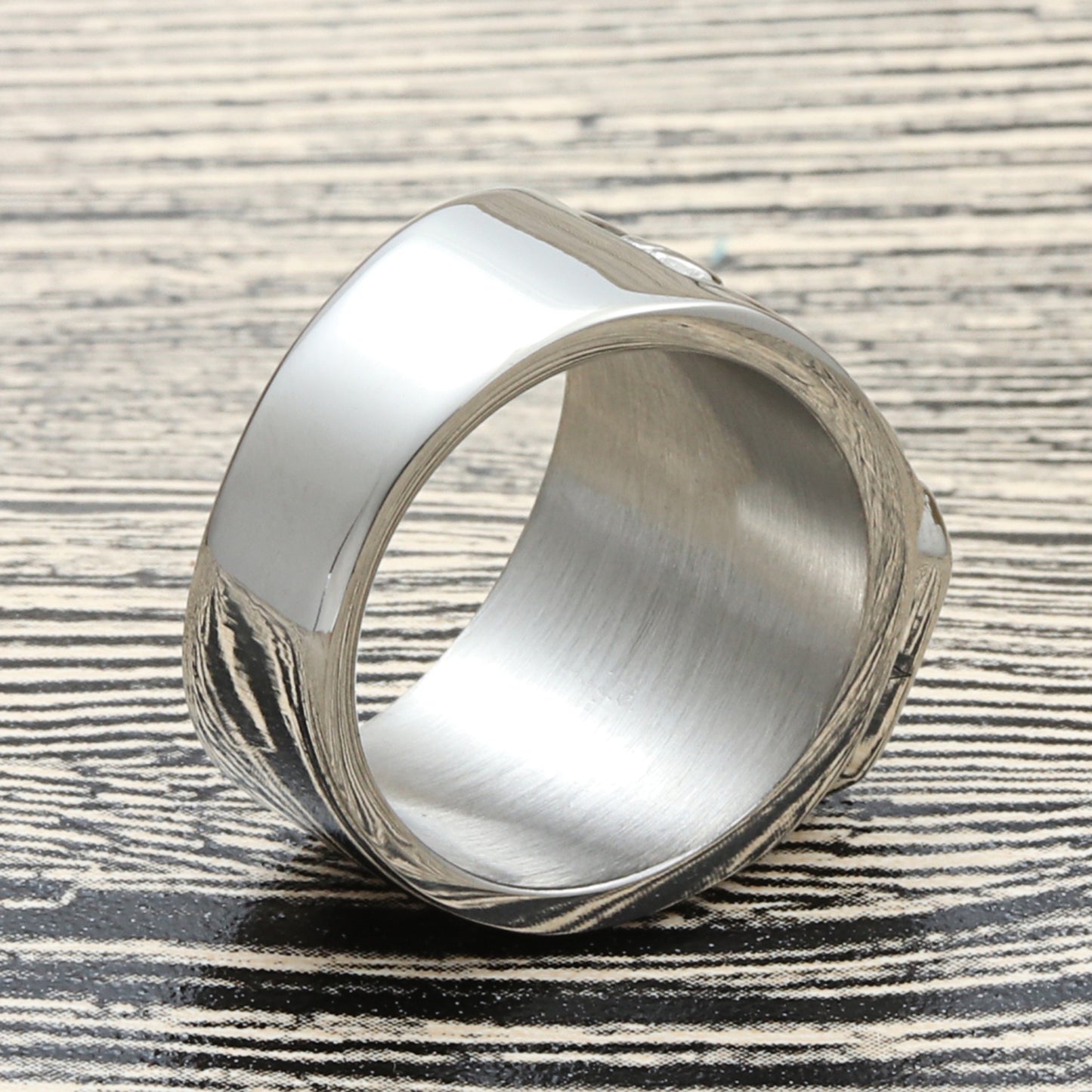 Titanium Steel Pixiu Ring with Green Stone - Retro Punk Style for Men