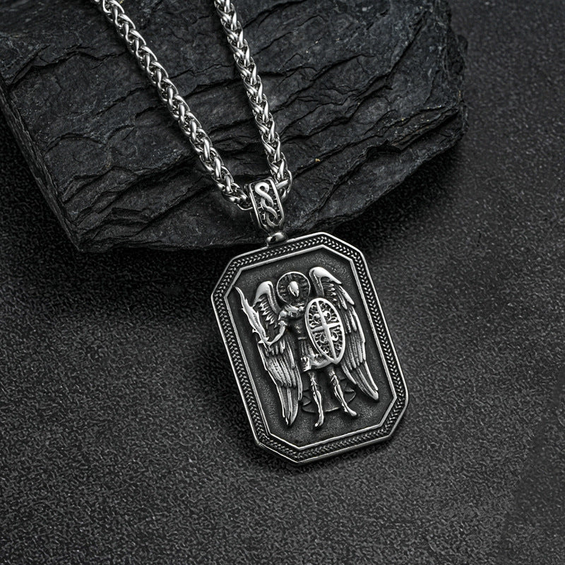 Planderful Stainless Steel Angel Sword Pendant Necklace For Men Durable Bold Contemporary Style Gift