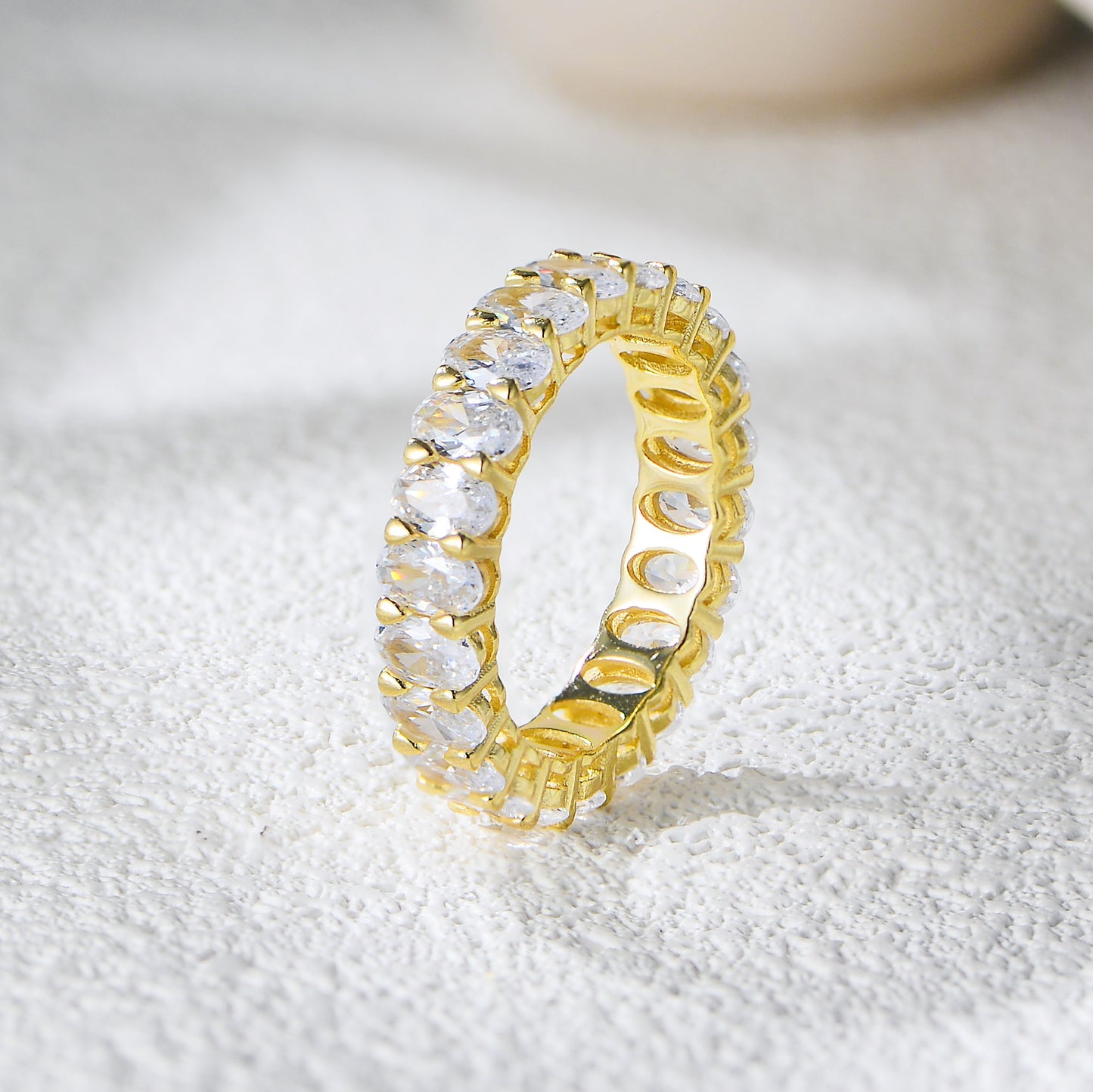 Planderful S925 Sterling Silver Zircon Ring For Women Oval Row Stones Light Luxury European Style