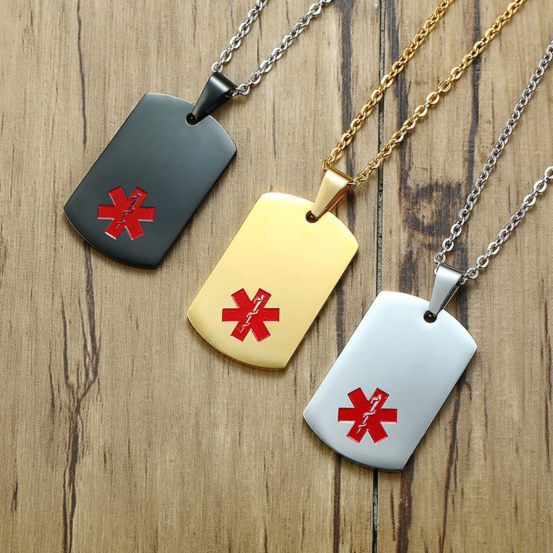 New Arrivals Stainless Steel Medical Logo Pendant Tag for Men