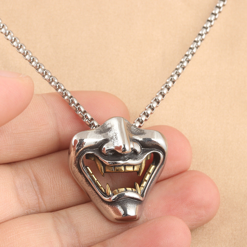 European And American Stainless Steel Smiley Face Mask Pendant
