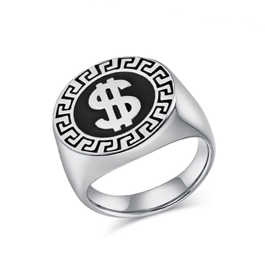 European And American Hip Hop Dollar Logo Titanium Ring