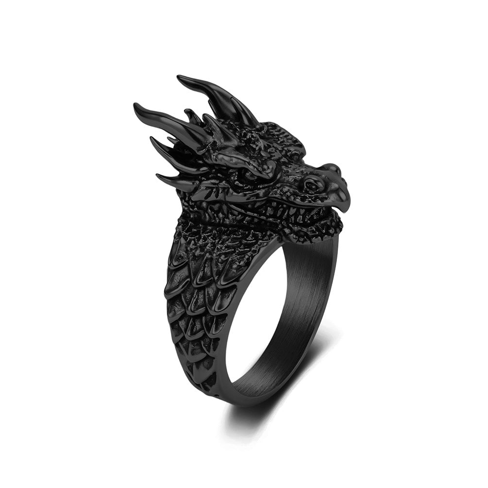 Stainless Steel Dragon Vintage Gold-Plated Punk Ring