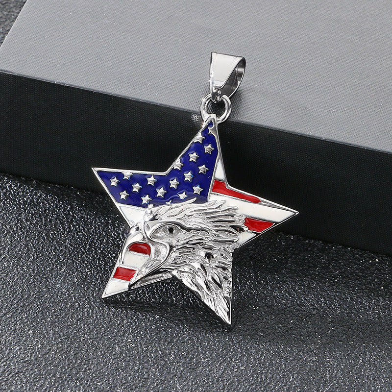 Planderful Eagle Pendant For Men Dripping Oil Pentagram