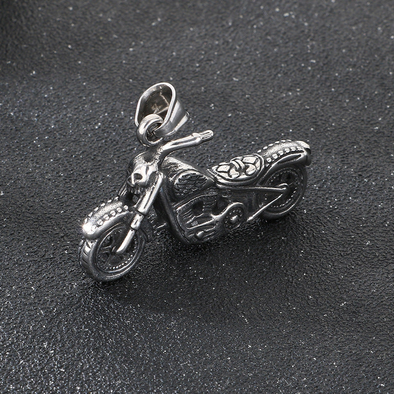 Style Skull Motorcycle Pendant, Punk Stainless Steel Trendy Man Truck Locomotive Pendant Necklace