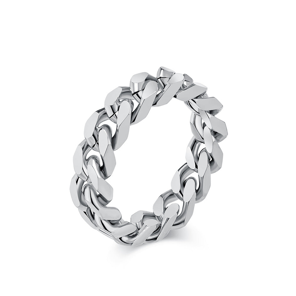 Cross-Border INS Neutral Light Luxury Stainless Steel Chain Ring