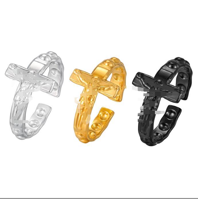 Stainless Steel Cool Sa Atmosphere Explosion Cross Open Ring