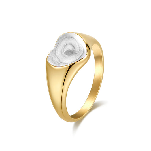 Heart Stainless Steel Ring Women's Gold-Plated Elegant
