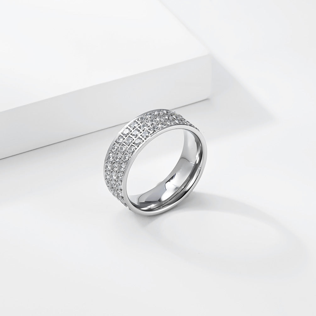 Planderful Unisex Titanium Zircon Ring Does Not Fade Light Luxury For Men And Women