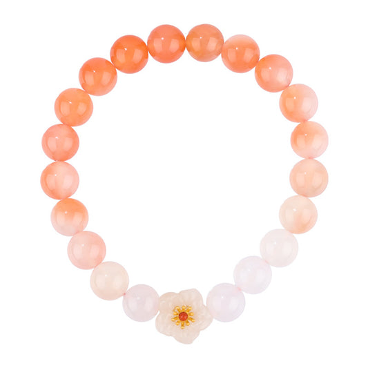 Peach Blossom Agate Bracelet - Sterling Silver Handcrafted Jewelry Gift