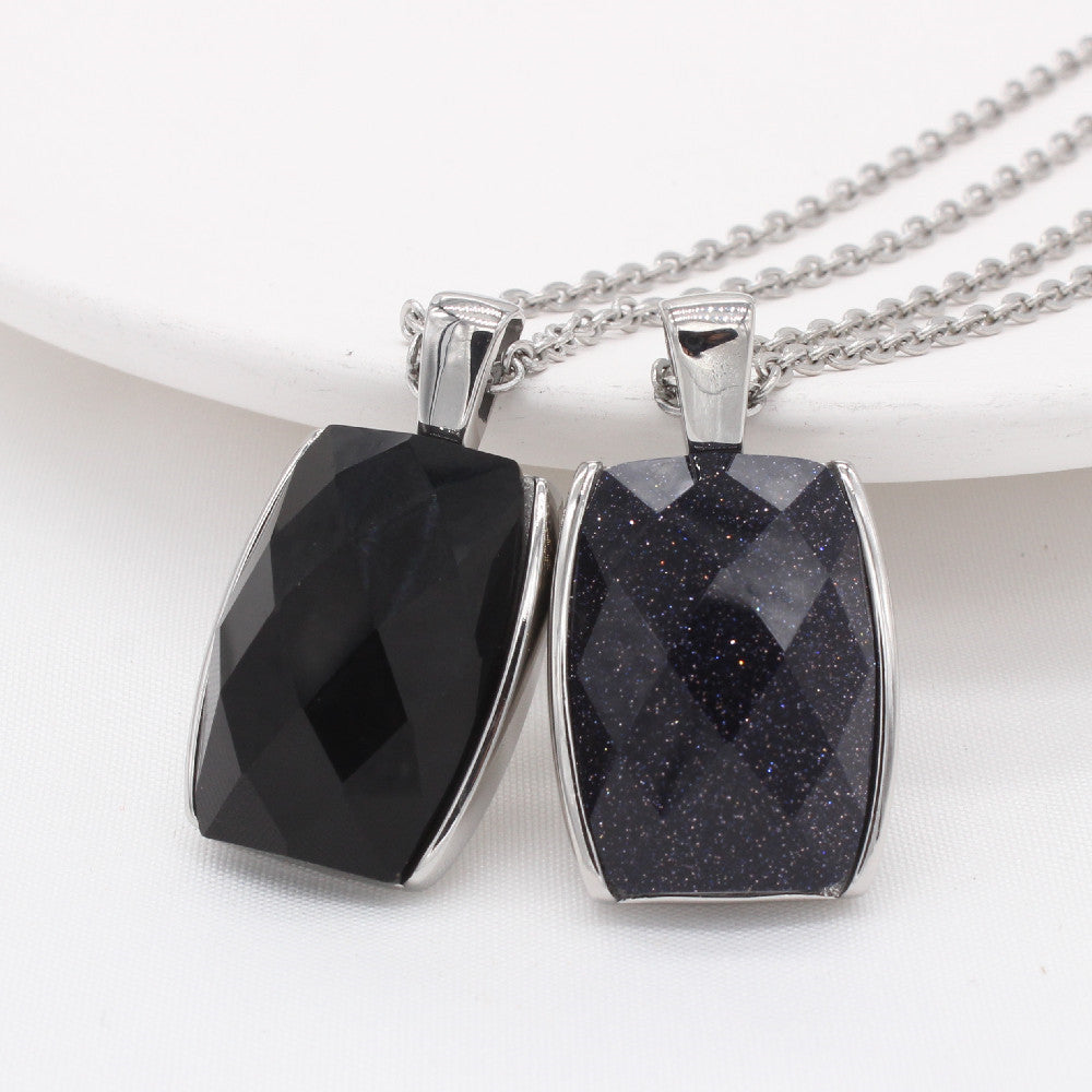 Purple Clay Gemstone Pendant Unisex Steel Necklace For Protection By Planderful Everyday Genie