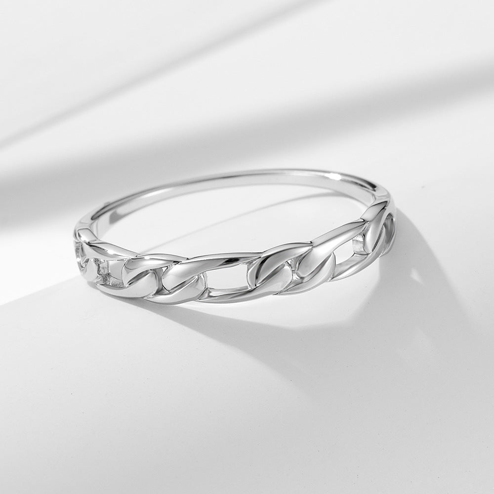Sterling Silver Chain Ring Buckle Hollow Ring Jewelry