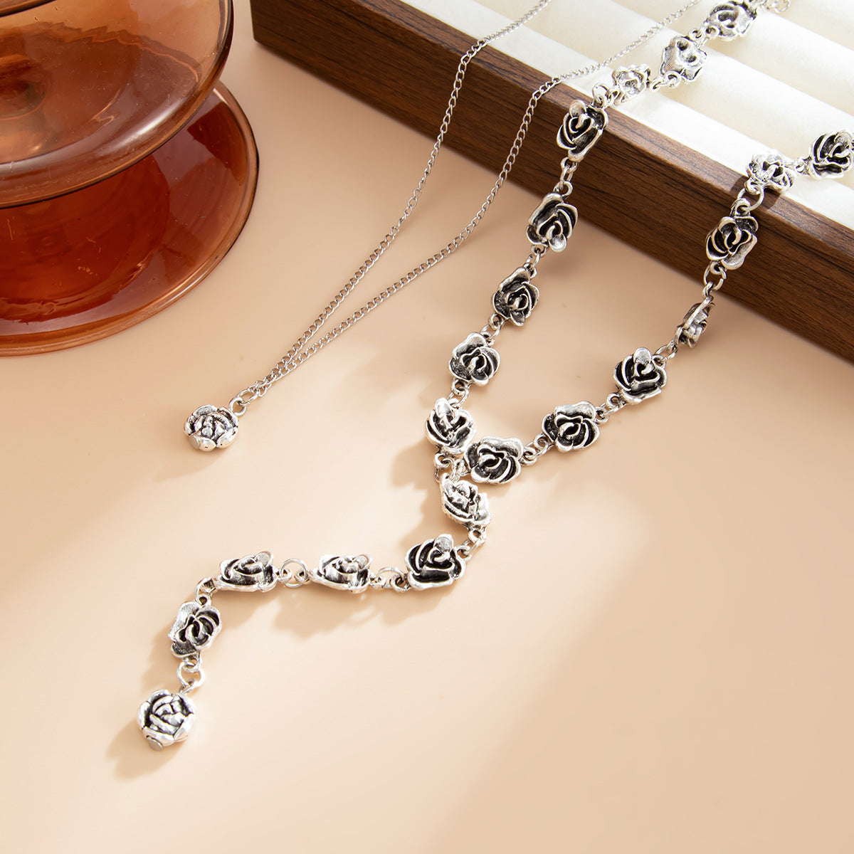 Rose & Camellia Fringe Necklace