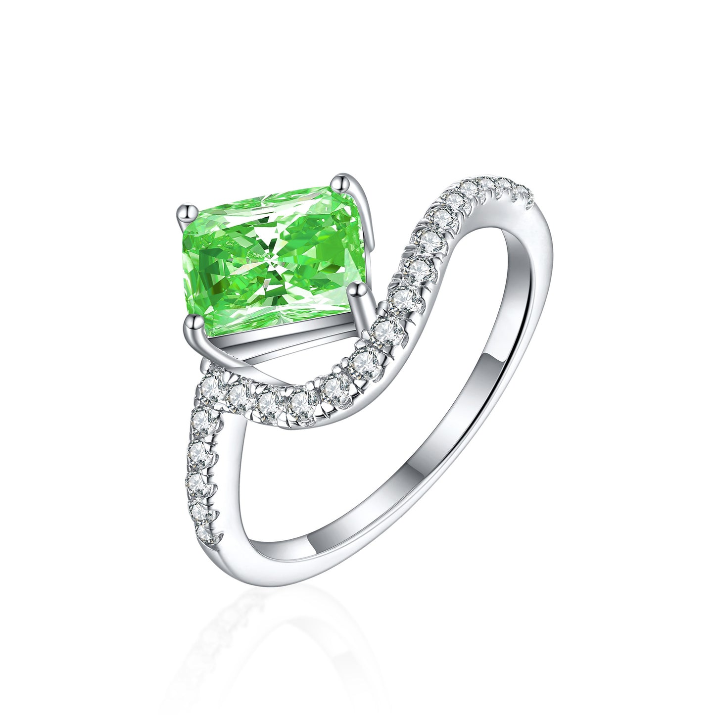 925 Sterling Silver 1.5ct Flame Ice Flower Cut Square Diamond Ring Women's Luxury Color Treasure