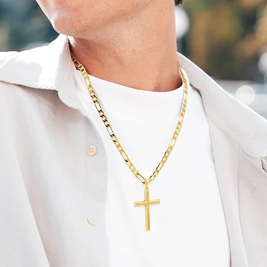 Planderful Mens Stainless Steel Cross Pendant Necklace Durable Minimalist Hip Hop Style Gift For Him